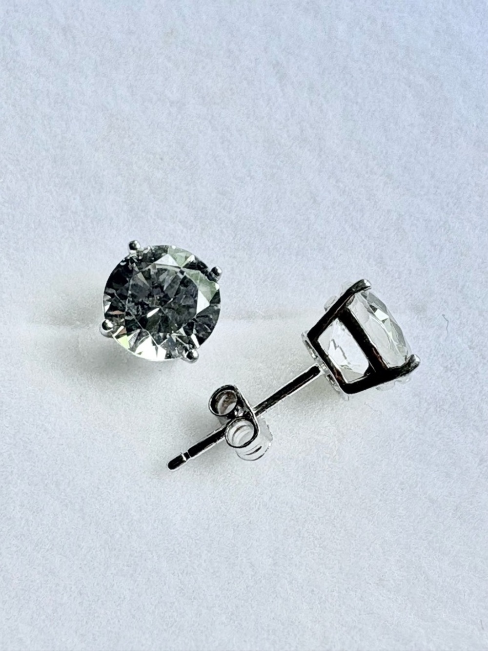 NEW Sterling Silver White Sapphire Round Cut Solitaire Stud Earrings -  2.5ct TW